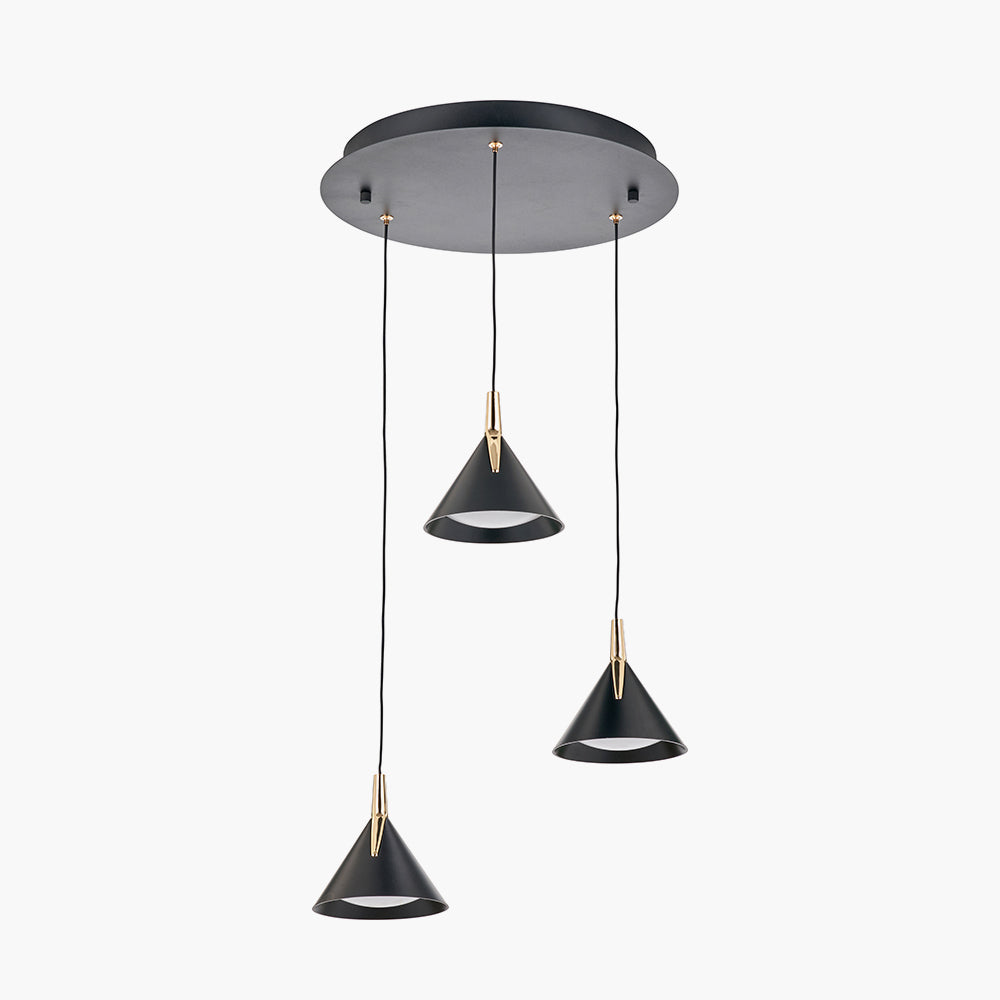 Astarion Matt Black & Gold Multi Drop LED Pendant Light